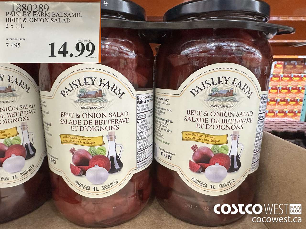 1880289 PAISLEY FARM BALSAMIC BEET & ONION SALAD 2 X 1L $14.99