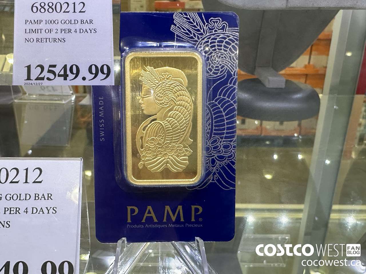 6880212 PAMP 100G GOLD BAR LIMIT OF 2 PER 4 DAYS NO RETURNS $12549.99