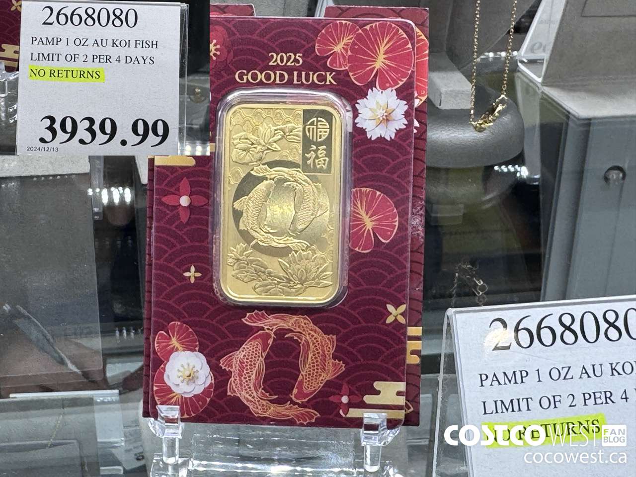 2668080 PAMP 1 OZ AU KOI FISH LIMIT OF 2 PER 4 DAYS NO RETURNS $3939.99