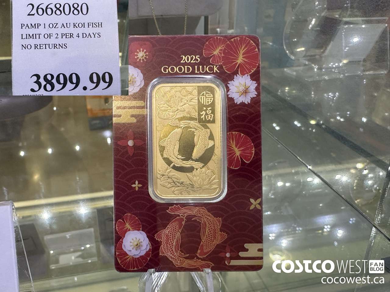 2668080 PAMP 1 OZ AU KOI FISH LIMIT OF 2 PER 4 DAYS NO RETURNS $3899.99