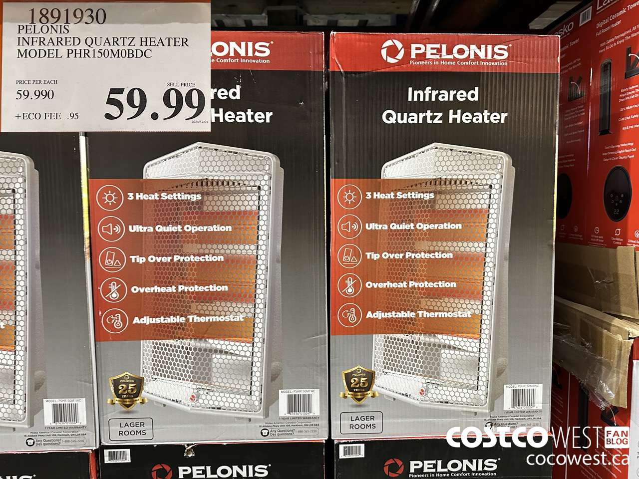 1891930 PELONIS INFRARED QUARTZ HEATER MODEL PHR150M0BDC $59.99