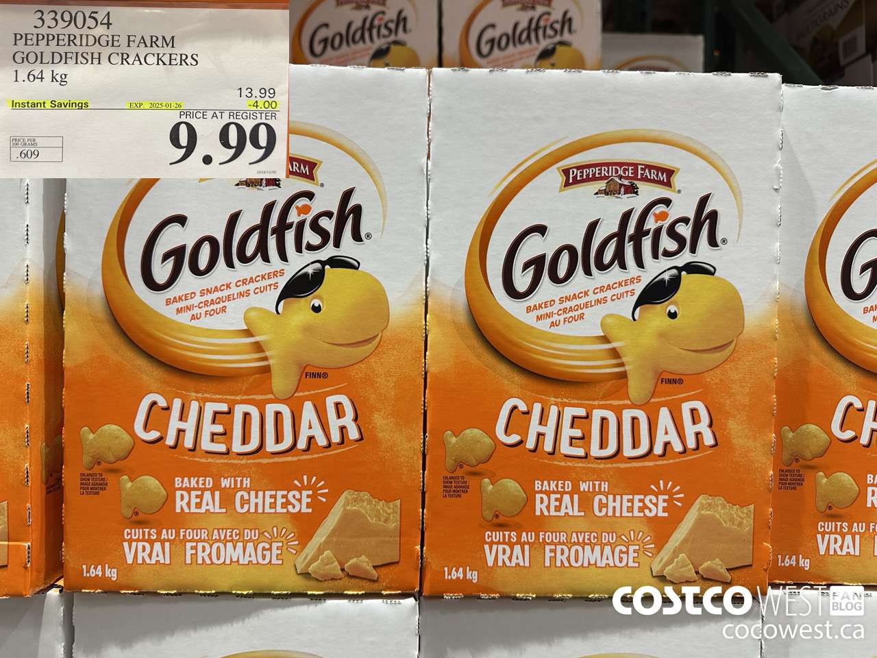 339054 PEPPERIDGE FARM GOLDFISH CRACKERS 1.64 kg ($4.00 INSTANT SAVINGS EXPIRES ON 2025-01-26) $9.99