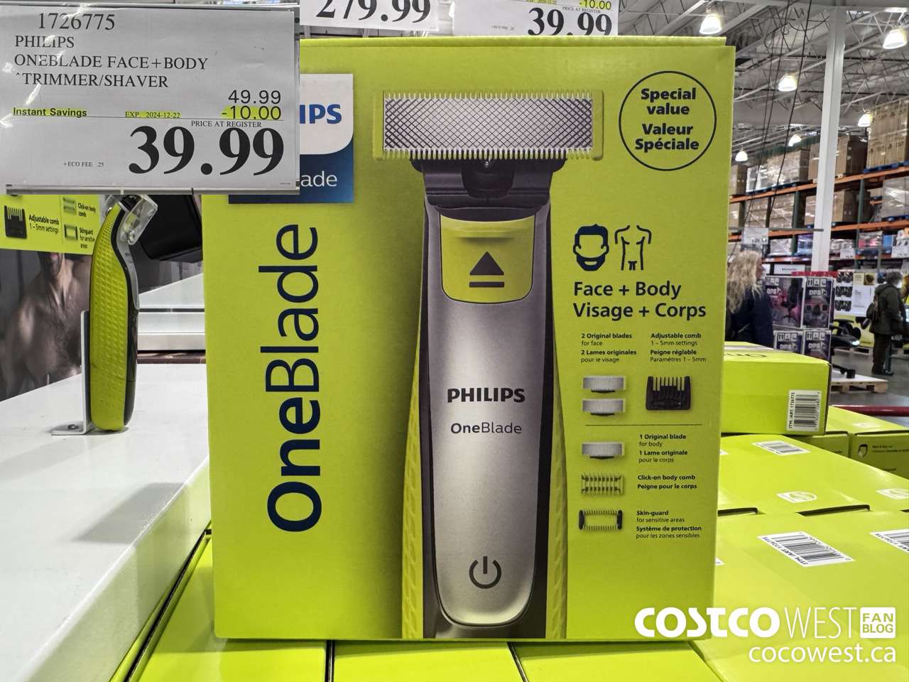 1726775 PHILIPS ONEBLADE FACE + BODY TRIMMER/SHAVER ($10.00 INSTANT SAVINGS EXPIRES ON 2024-12-22) $39.99