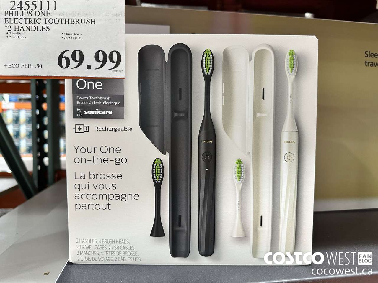 2455111 PHILIPS ONE ELECTRIC TOOTHBRUSH 2 HANDLES $69.99