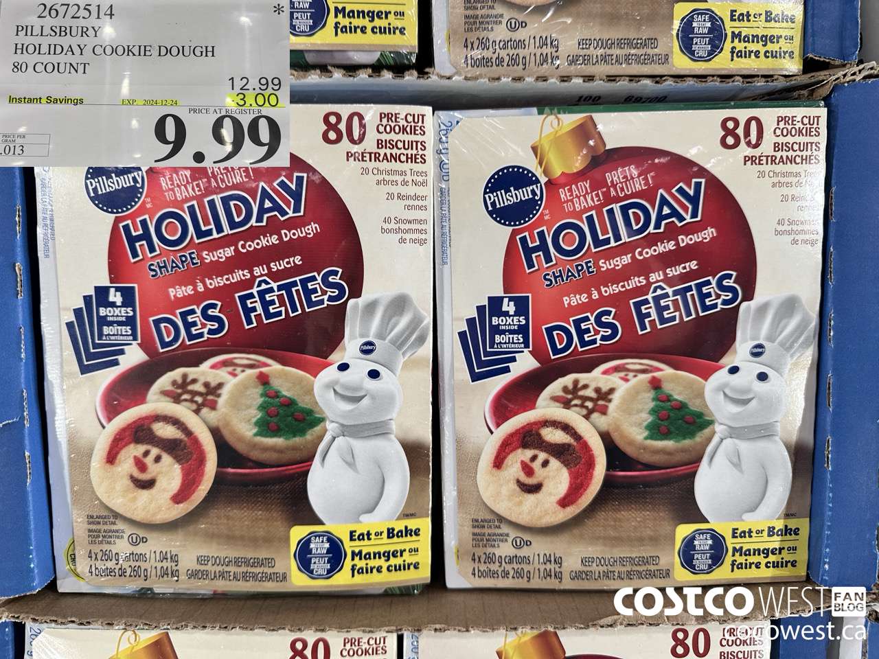2672514 PILLSBURY HOLIDAY COOKIE DOUGH 80 COUNT ($3.00 INSTANT SAVINGS EXPIRES ON 2024-12-24) $9.99