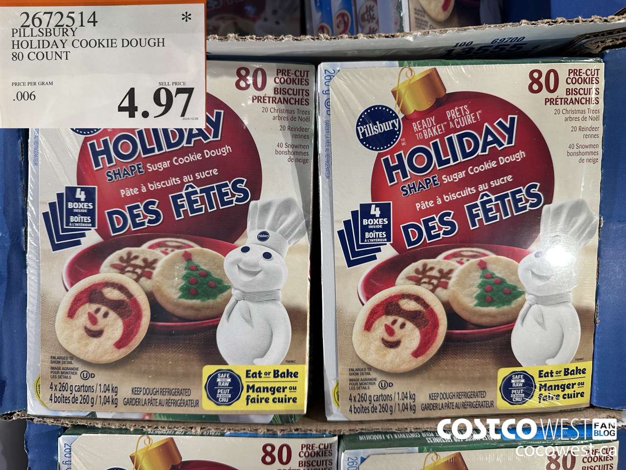 2672514 PILLSBURY HOLIDAY COOKIE DOUGH 80 COUNT $4.97