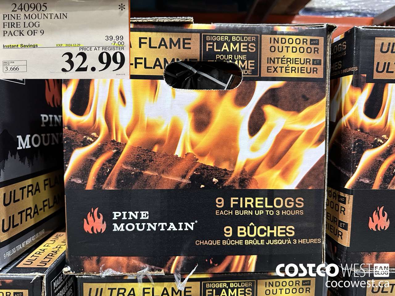 240905 PINE MOUNTAIN FIRE LOG PACK OF 9 ($7.00 INSTANT SAVINGS EXPIRES ON 2024-12-29) $32.99