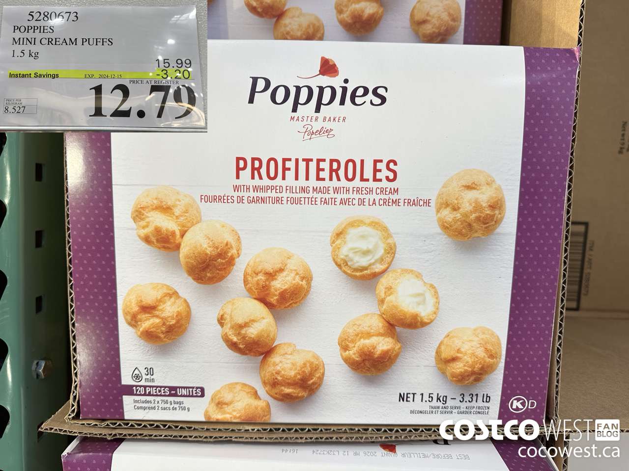 5280673 POPPIES MINI CREAM PUFFS 1.5 kg ($3.20 INSTANT SAVINGS EXPIRES ON 2024-12-15) $12.79