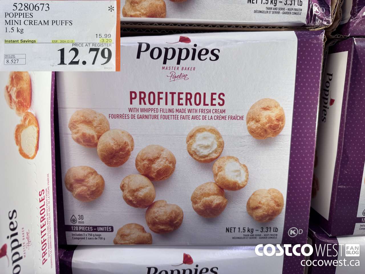 5280673 POPPIES MINI CREAM PUFFS 1.5 kg ($3.20 INSTANT SAVINGS EXPIRES ON 2024-12-15) $12.79
