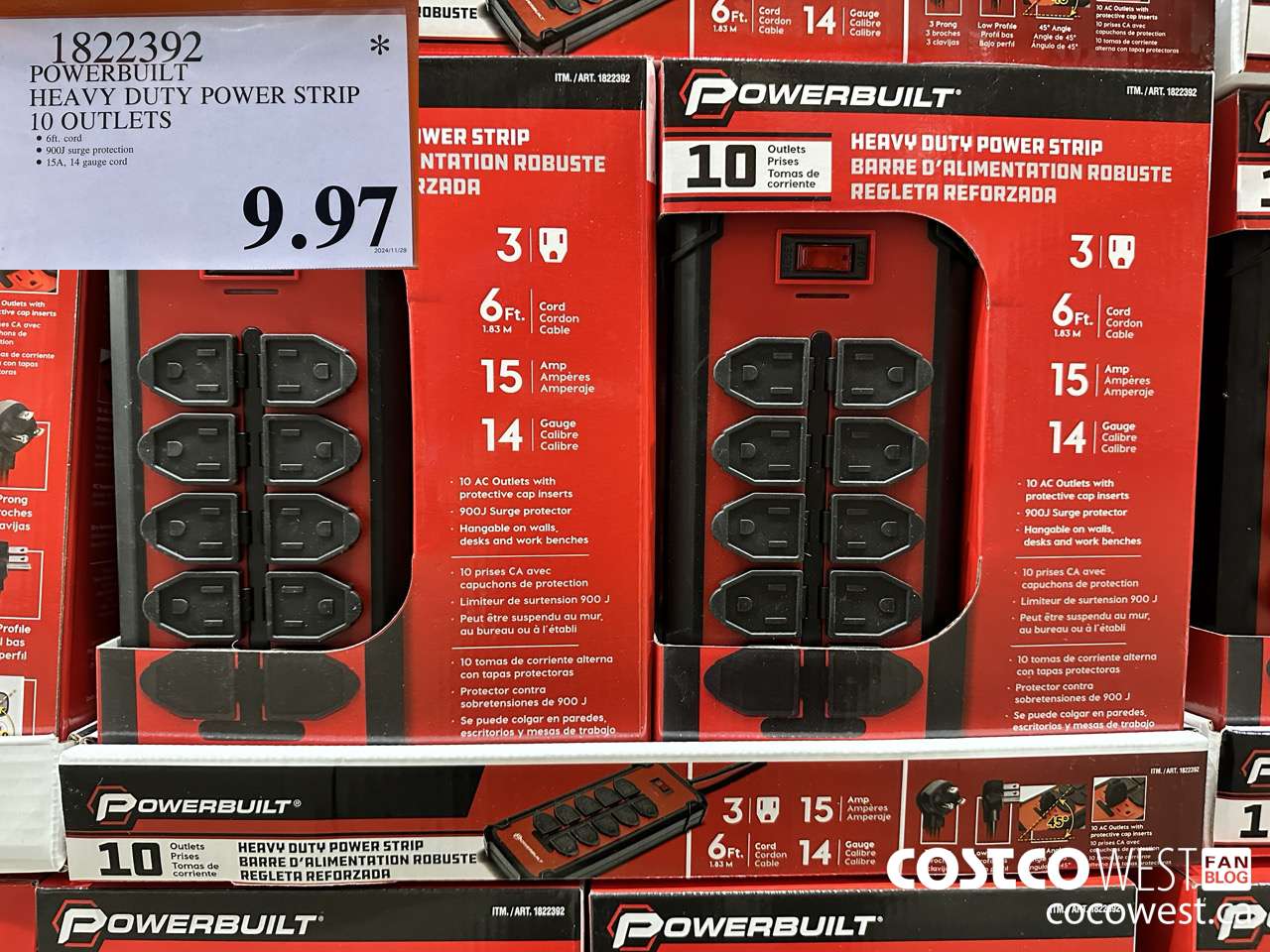 1822392 POWERBUILT HEAVY DUTY POWER STRIP 10 OUTLETS $9.97