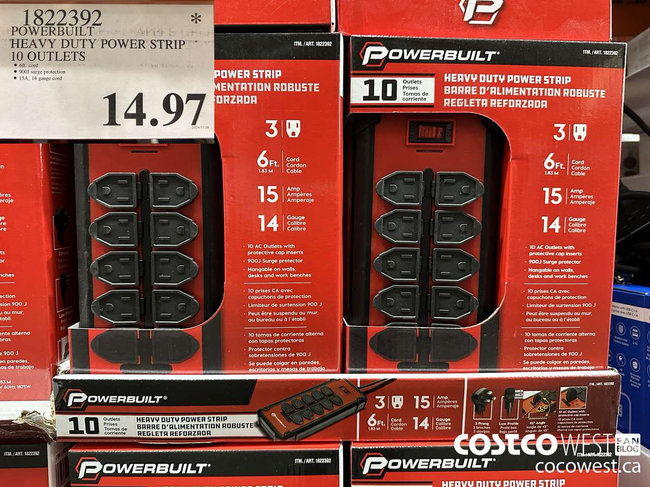 1822392 POWERBUILT HEAVY DUTY POWER STRIP 10 OUTLETS $14.97