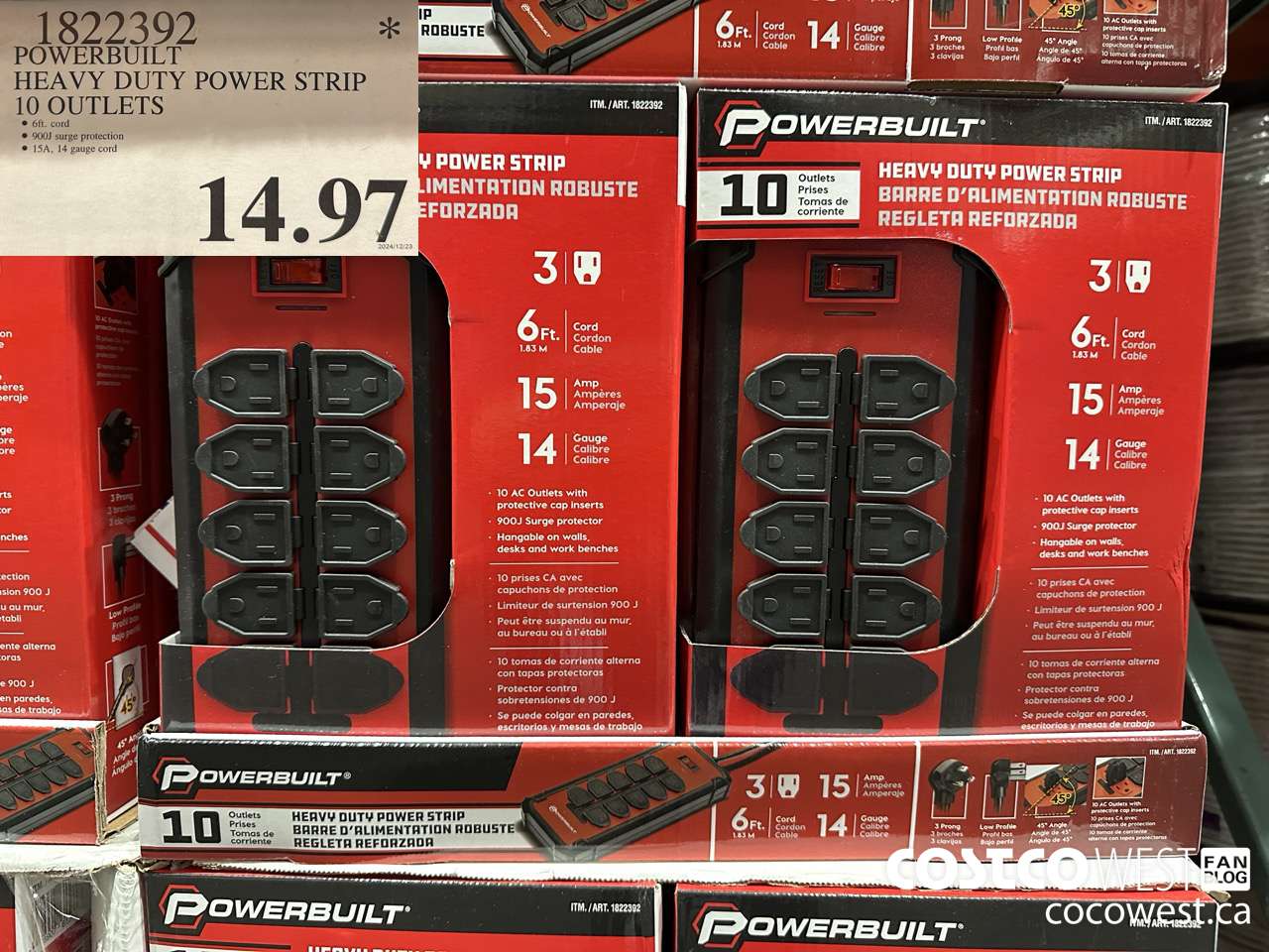 1822392 POWERBUILT HEAVY DUTY POWER STRIP 10 OUTLETS $14.97