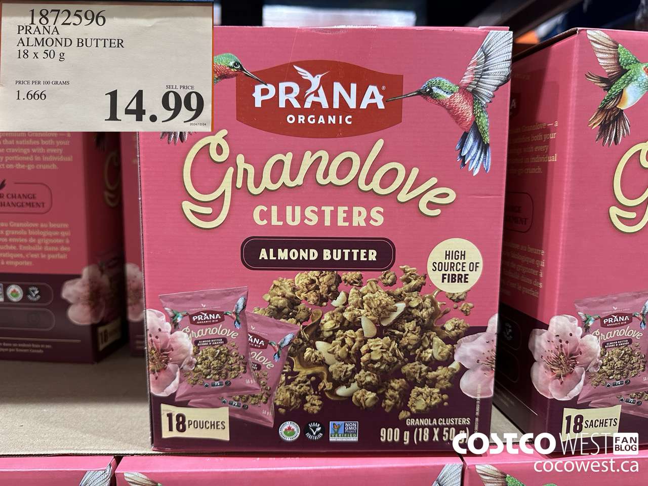 1872596 PRANA ALMOND BUTTER 18 X 50G $14.99