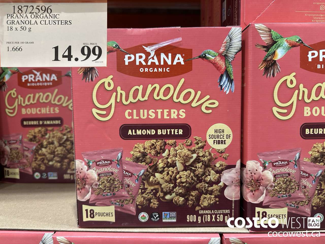1872596 PRANA ORGANIC GRANOLA CLUSTERS 18 X 50G $14.99
