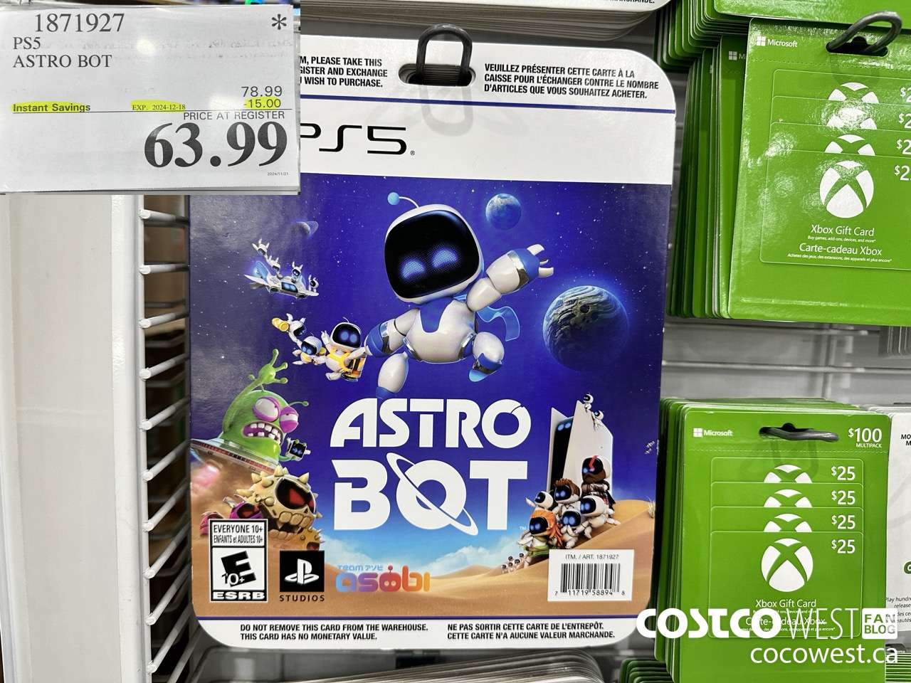 1871927 PS5 ASTRO BOT ($25.00 INSTANT SAVINGS EXPIRES ON 2024-12-18) $63.99