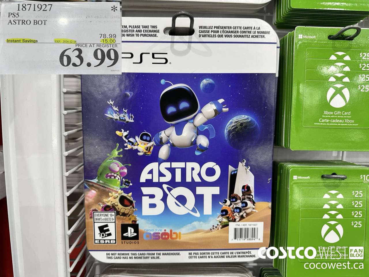 1871927 PS5 ASTRO BOT ($15.00 INSTANT SAVINGS EXPIRES ON 2024-12-18) $63.99
