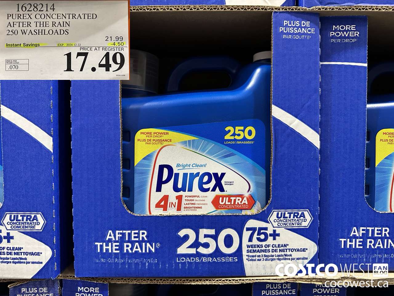 1628214 PUREX CONCENTRATED AFTER THE RAIN 250 WASHLOADS ($4.50 INSTANT SAVINGS EXPIRES ON 2024-12-22) $17.49