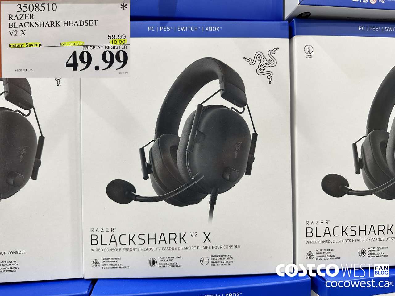 3508510 RAZER BLACKSHARK HEADSET V2 X ($10.00 INSTANT SAVINGS EXPIRES ON 2024-12-19) $49.99