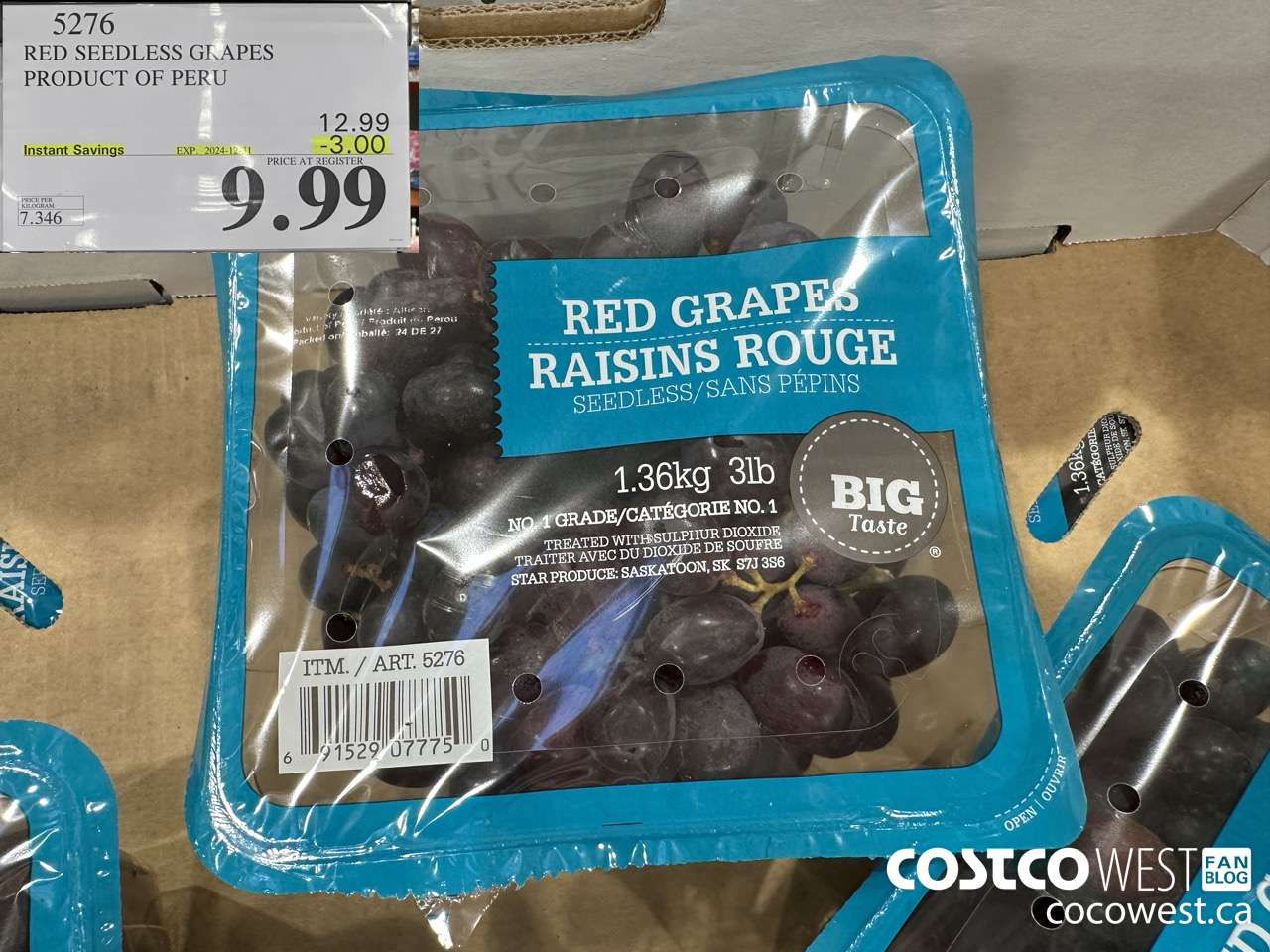 5276 RED SEEDLESS GRAPES PRODUCT OF PERU ($3.00 INSTANT SAVINGS EXPIRES ON 2025-01-31) $9.99