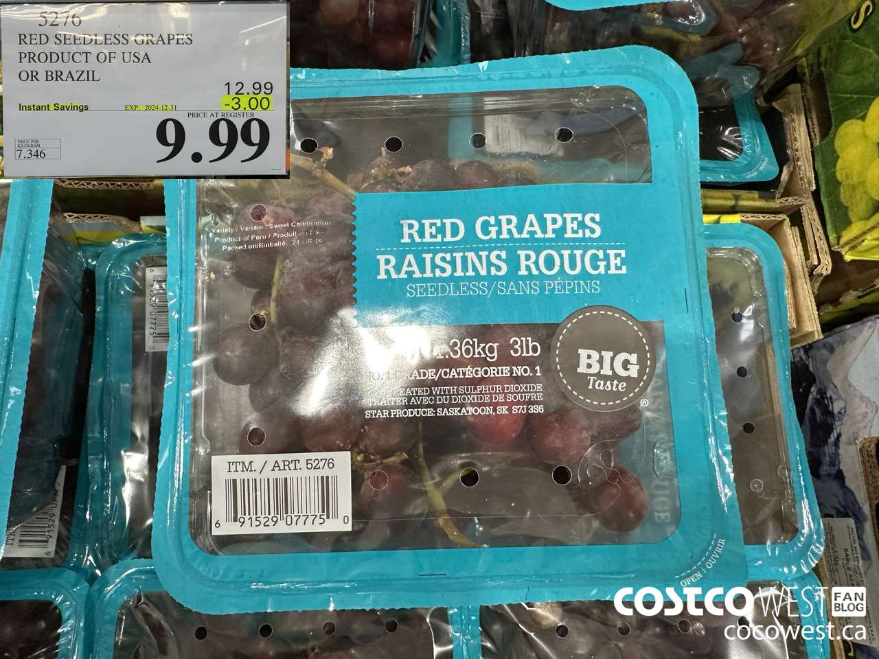 5276 RED SEEDLESS GRAPES PRODUCT OF USA OR BRAZIL ($3.00 INSTANT SAVINGS EXPIRES ON 2024-12-31) $9.99