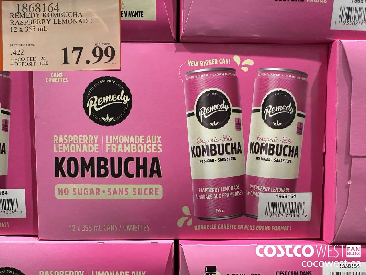 1868164 REMEDY KOMBUCHA RASPBERRY LEMONADE 12 X 355ML $17.99