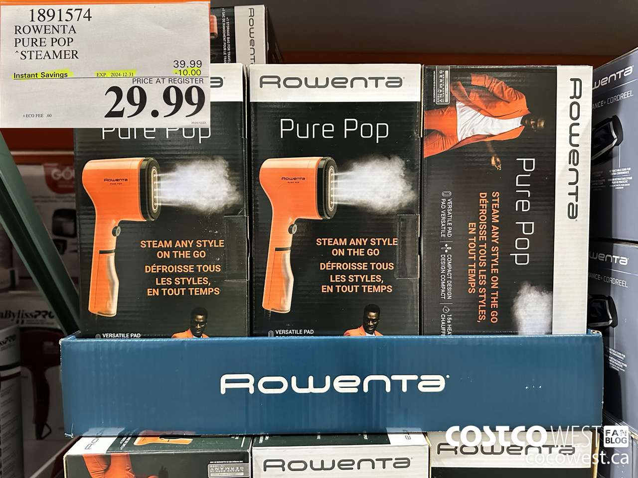 1891574 ROWENTA PURE POP STEAMER ($10.00 INSTANT SAVINGS EXPIRES ON 2024-12-31) $29.99