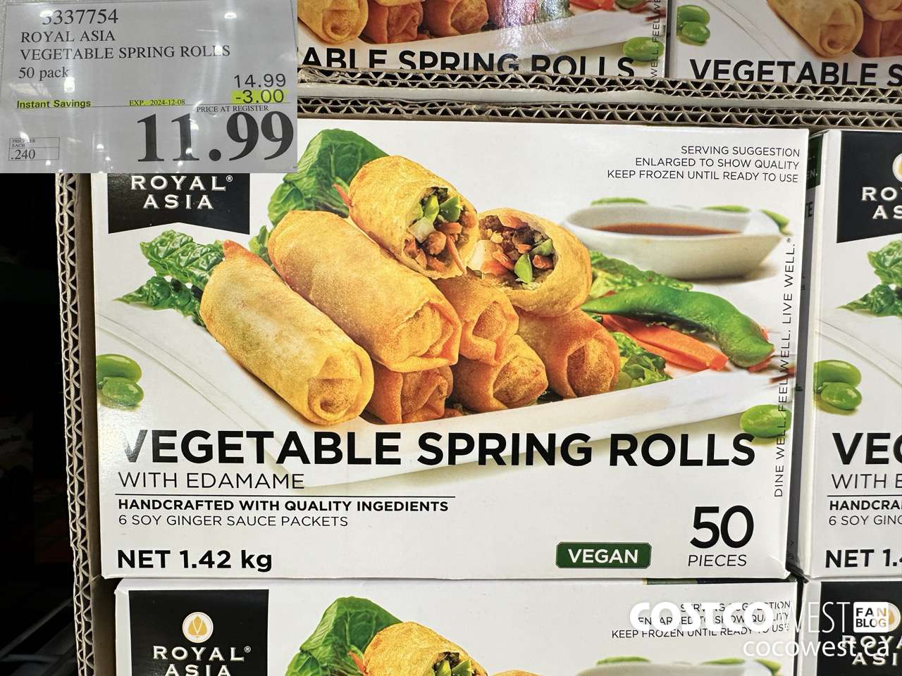 3337754 ROYAL ASIA VEGETABLE SPRING ROLLS 50 PACK ($3.00 INSTANT SAVINGS EXPIRES ON 2024-12-08) $11.99
