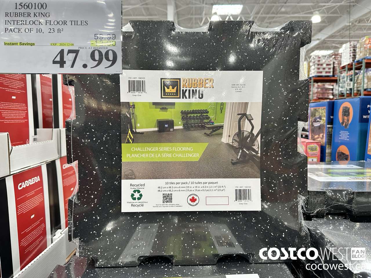 1560100 RUBBER KING INTERLOCK FLOOR TILES PACK OF 10 23FT2 ($12.00 INSTANT SAVINGS EXPIRES ON 2024-12-08) $47.99