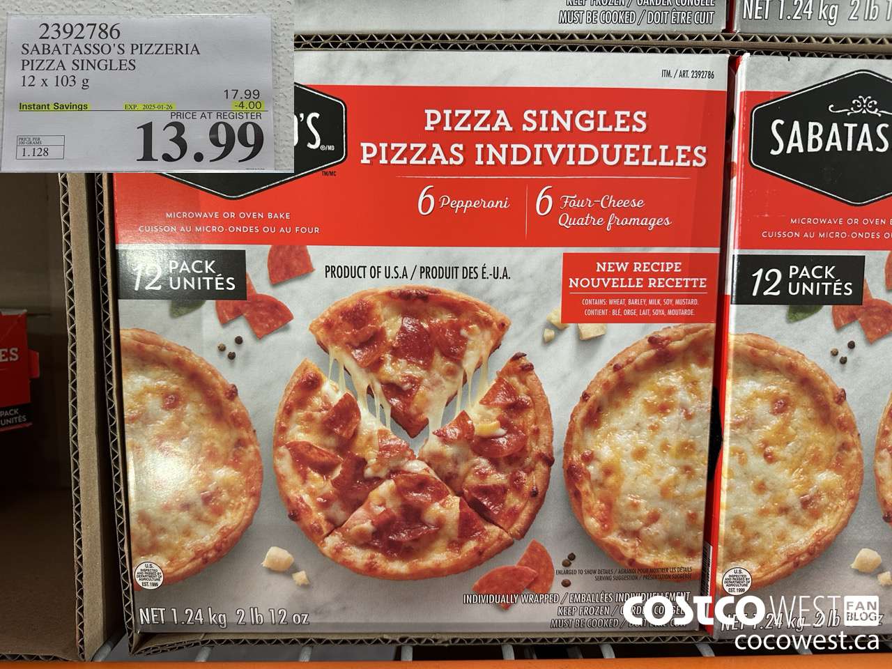 2392786 SABATASSO'S PIZZERIA PIZZA SINGLES 12 X 103G ($4.00 INSTANT SAVINGS EXPIRES ON 2025-01-26) $13.99