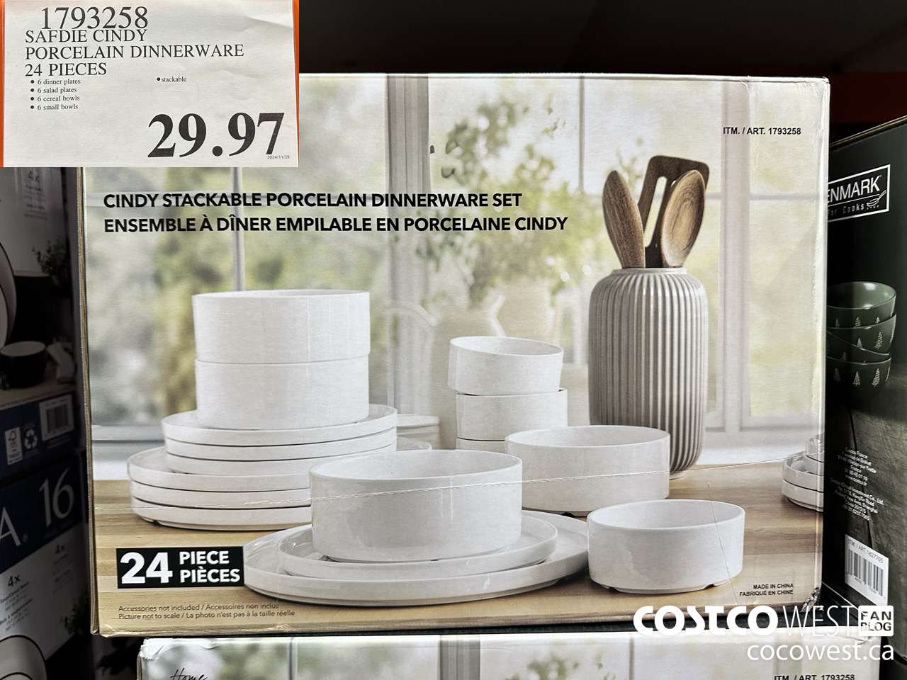 1793258 SAFDIE CINDY PORCELAIN DINNERWARE 24 PIECES $29.97