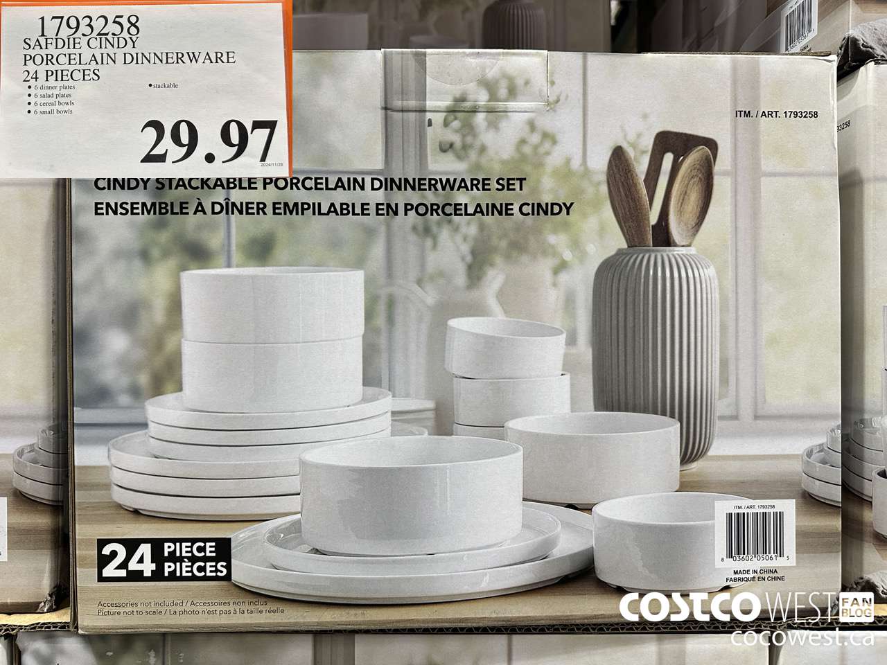 1793258 SAFDIE CINDY PORCELAIN DINNERWARE 24 PIECES $29.97