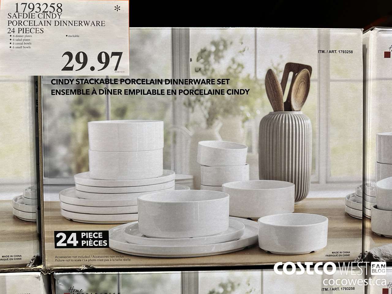 1793258 SAFDIE CINDY PORCELAIN DINNERWARE 24 PIECES $29.97