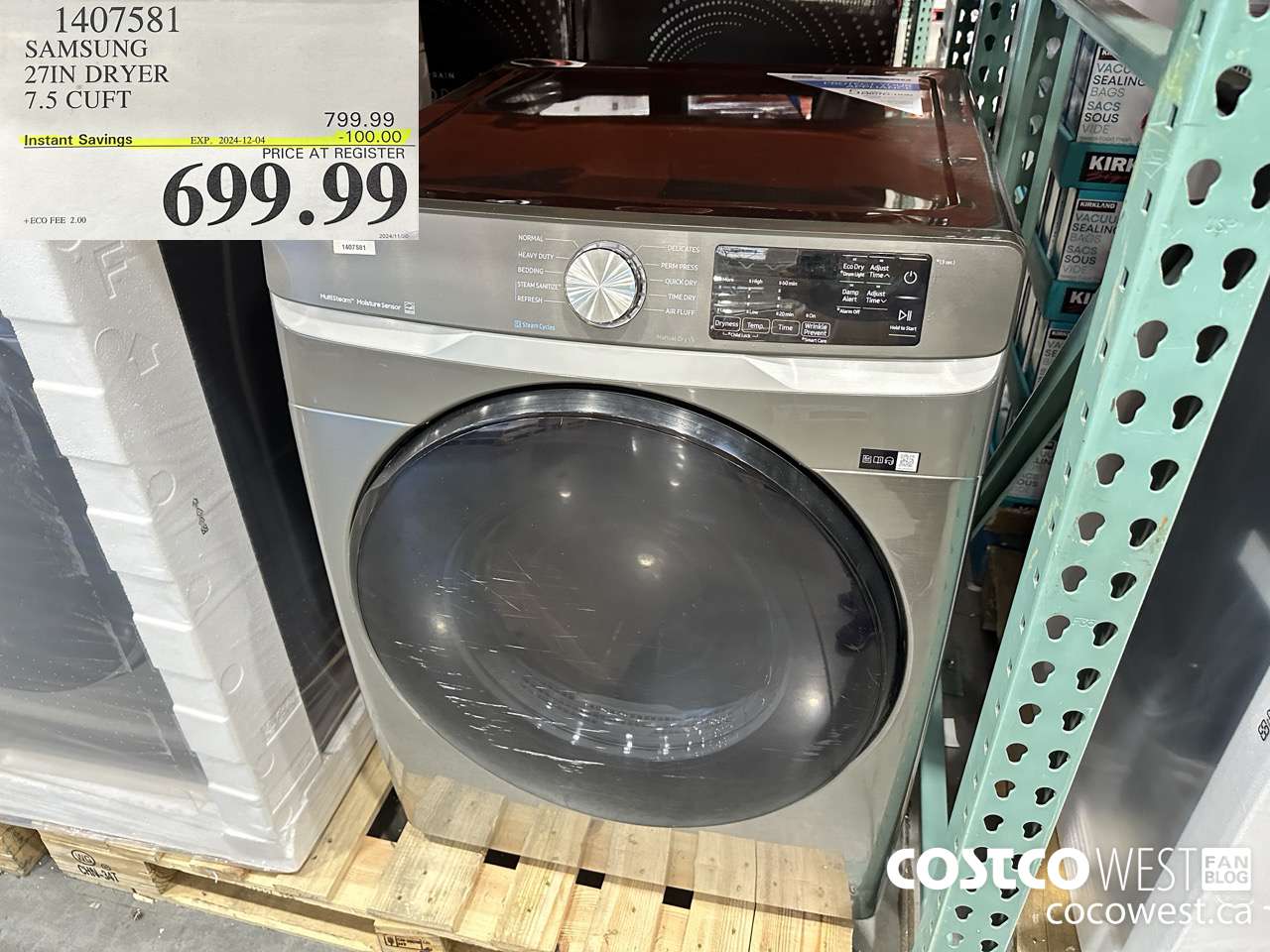 1407581 SAMSUNG 27IN DRYER 7.5 CUFT ($100.00 INSTANT SAVINGS EXPIRES ON 2024-12-04) $699.99