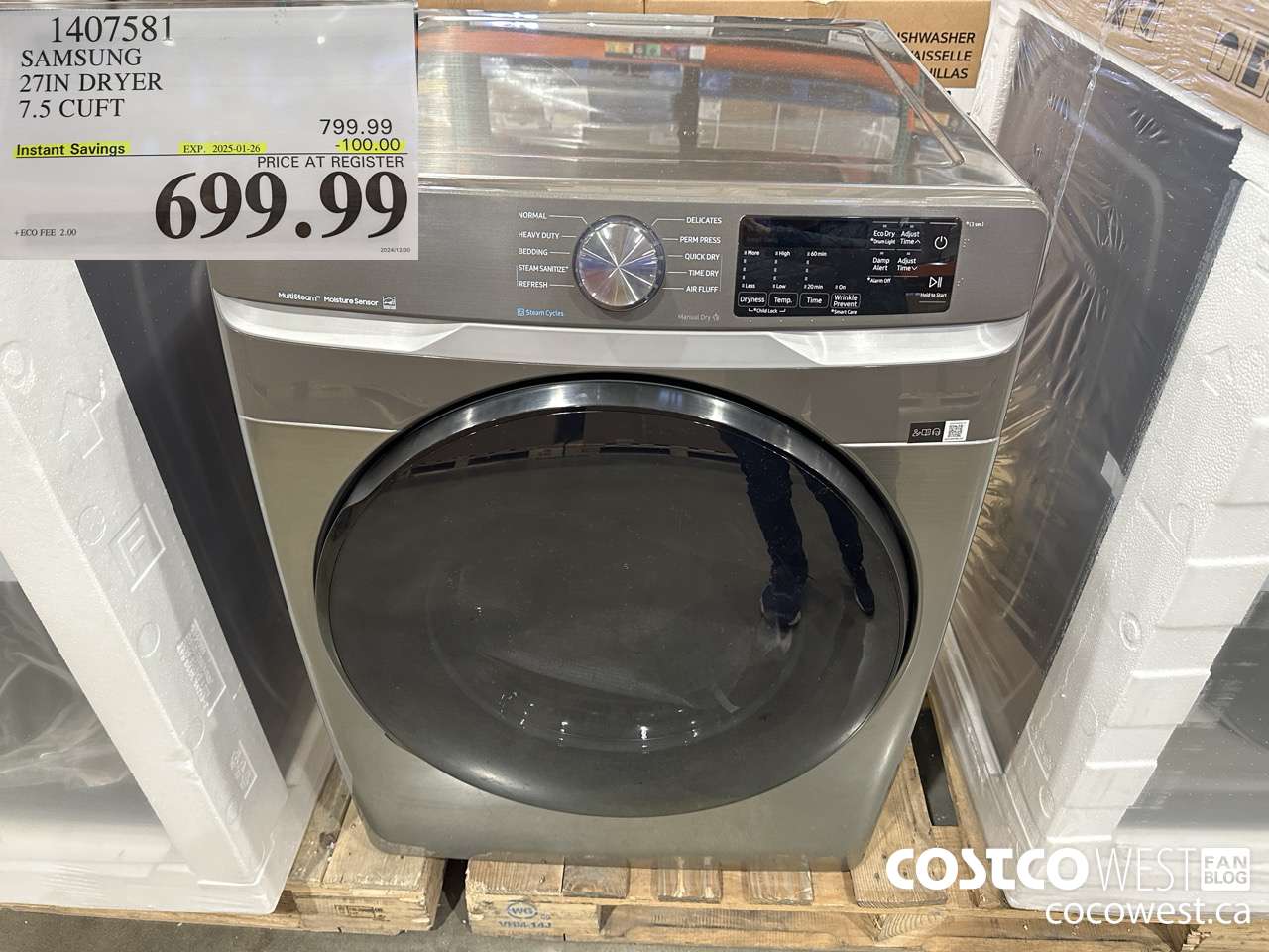 1407581 SAMSUNG 27IN DRYER 7.5 CUFT ($100.00 INSTANT SAVINGS EXPIRES ON 2025-01-26) $699.99