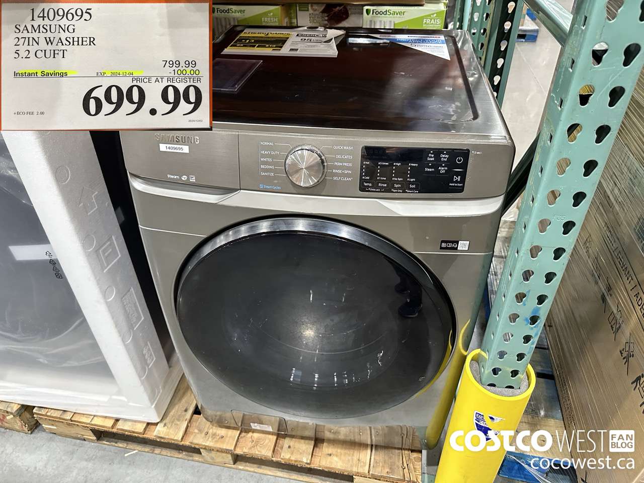 1409695 SAMSUNG 27IN WASHER 5.2 CUFT ($100.00 INSTANT SAVINGS EXPIRES ON 2024-12-04) $699.99