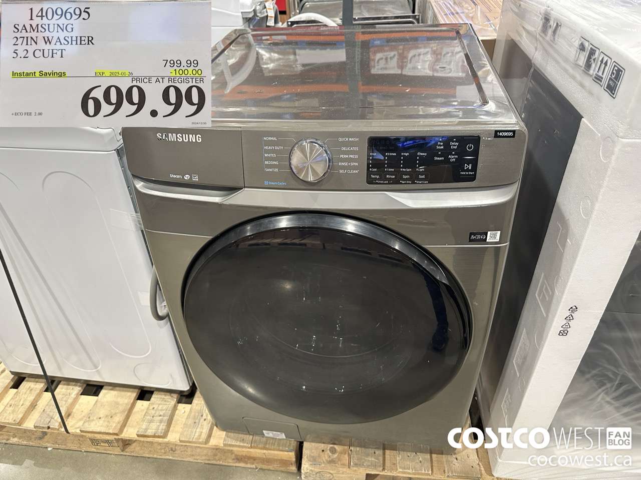 1409695 SAMSUNG 27IN WASHER 5.2 CUFT ($100.00 INSTANT SAVINGS EXPIRES ON 2025-01-26) $699.99