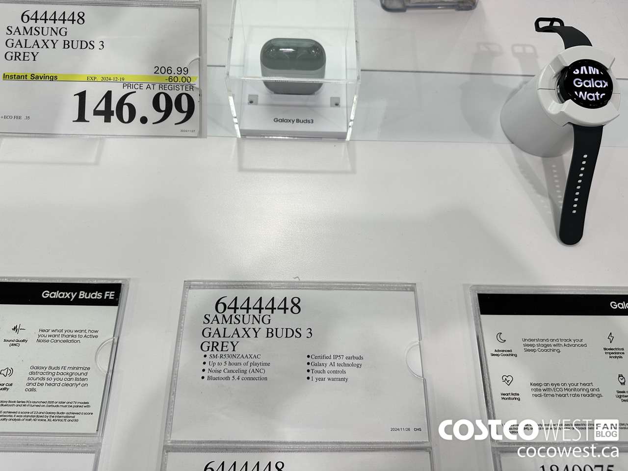 6444448 SAMSUNG GALAXY BUDS 3 GREY ($60.00 INSTANT SAVINGS EXPIRES ON 2024-12-19) $146.99