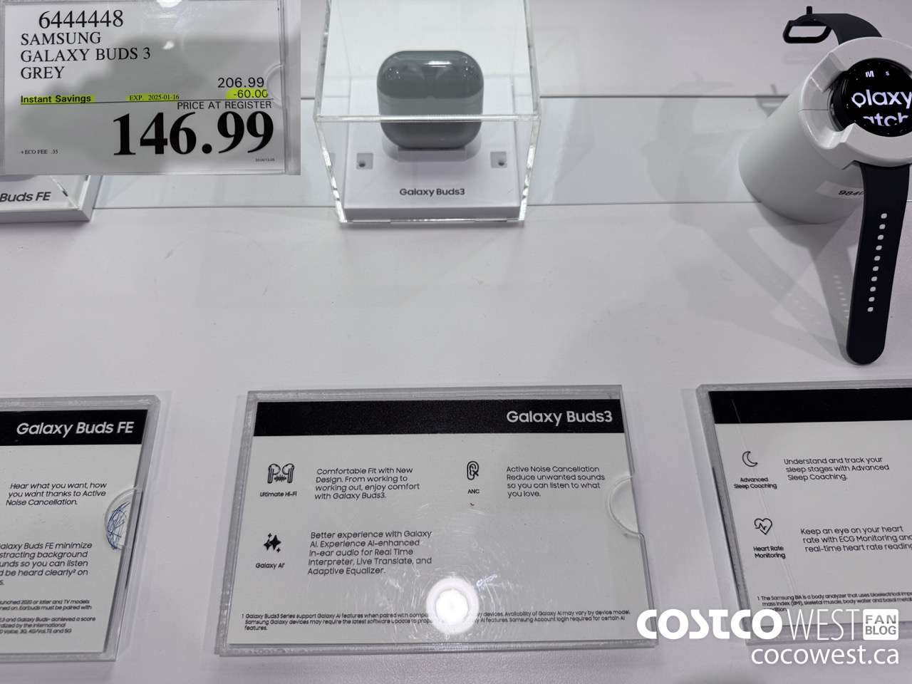 6444448 SAMSUNG GALAXY BUDS 3 GREY ($60.00 INSTANT SAVINGS EXPIRES ON 2025-01-16) $146.99