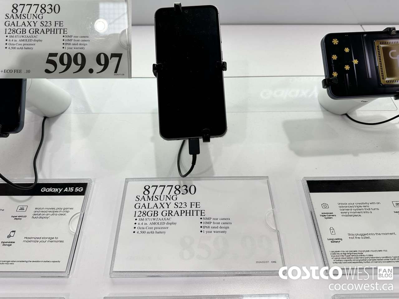 8777830 SAMSUNG GALAXY S23 FE 128GB GRAPHITE $599.97