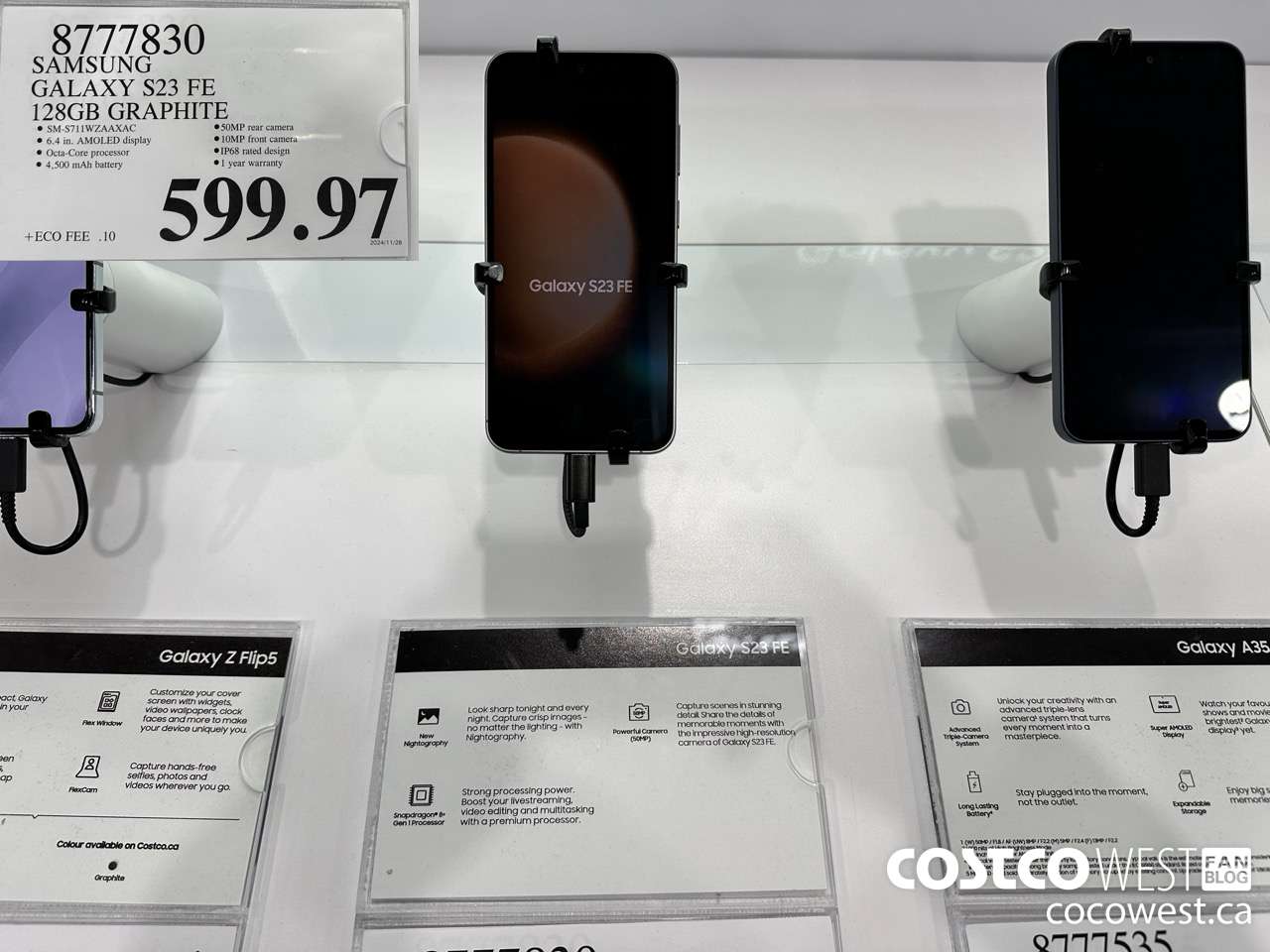 8777830 SAMSUNG GALAXY S23 FE 128GB GRAPHITE $599.97