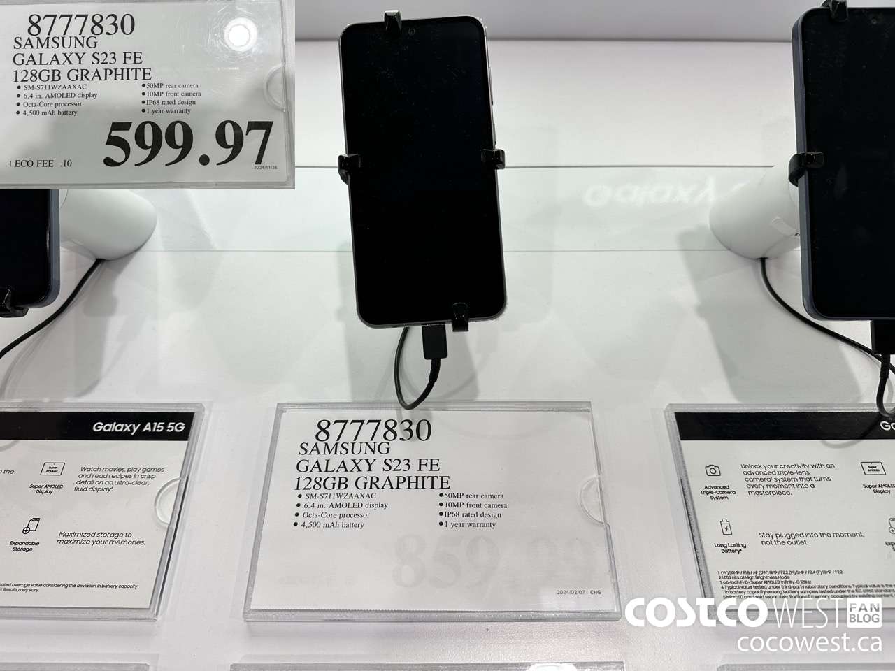 8777830 SAMSUNG GALAXY S23 FE 128GB GRAPHITE $599.97