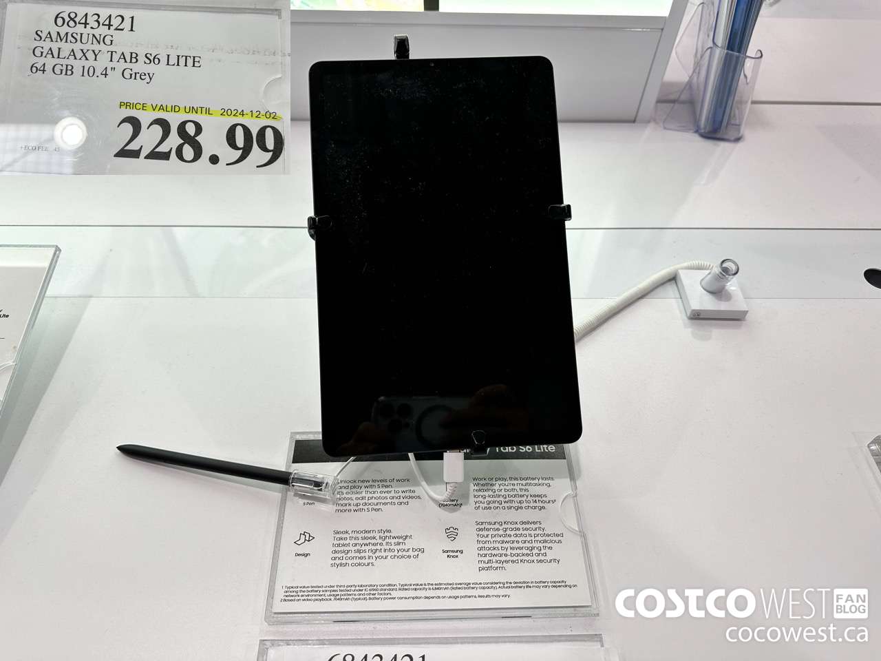 6843421 SAMSUNG GALAXY TAB S6 LITE 64GB GREY (EXPIRES ON 2024-12-02) $228.99