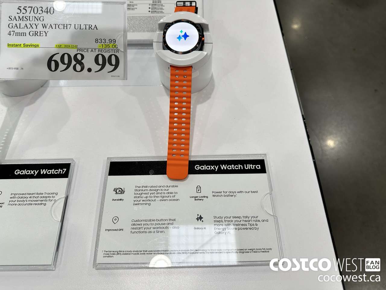 5570340 SAMSUNG GALAXY WATCH7 ULTRA 47MM GREY ($135.00 INSTANT SAVINGS EXPIRES ON 2024-12-02) $698.99