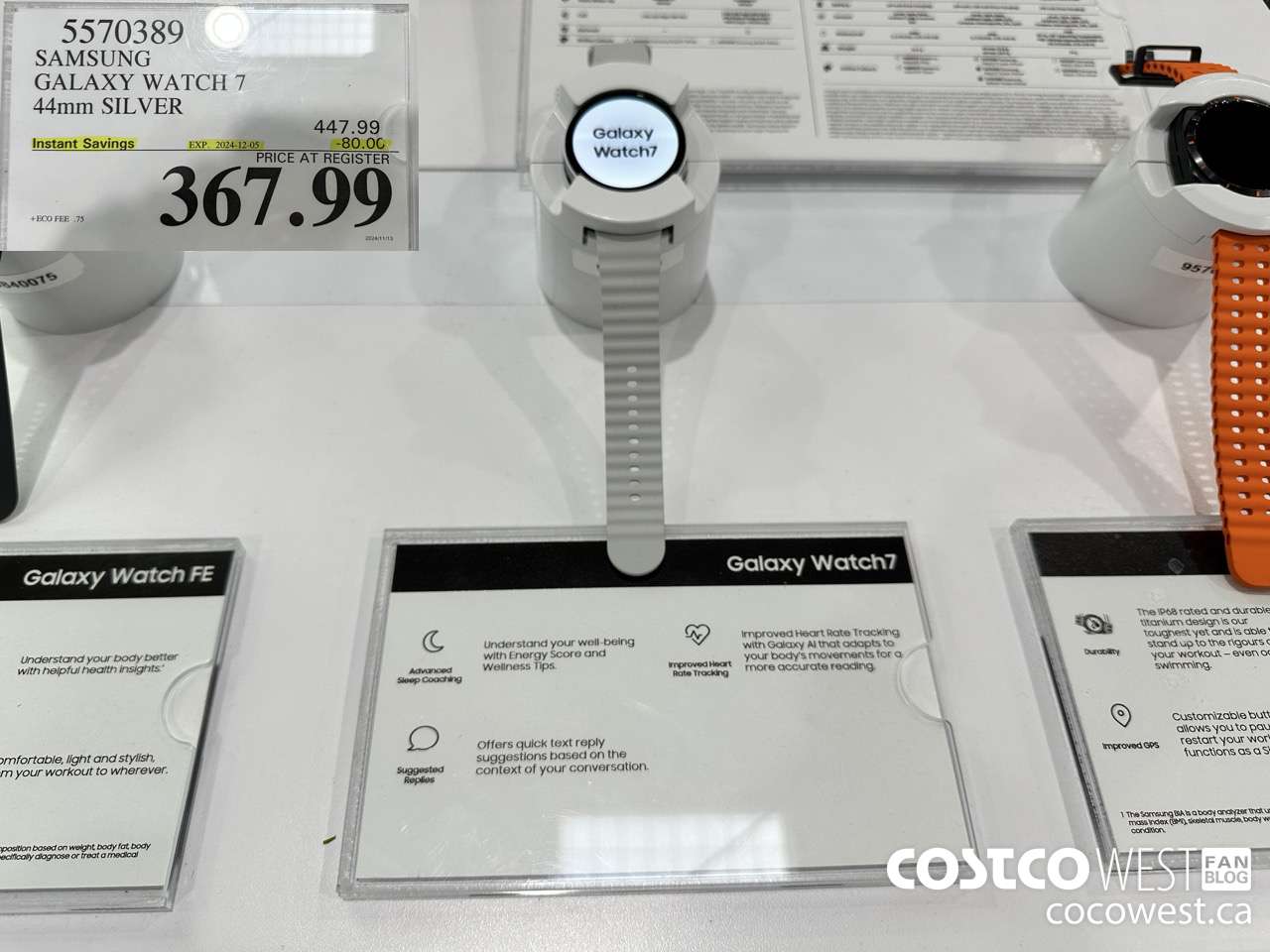 5570389 SAMSUNG GALAXY WATCH 7 44MM SILVER ($80.00 INSTANT SAVINGS EXPIRES ON 2024-12-05) $367.99