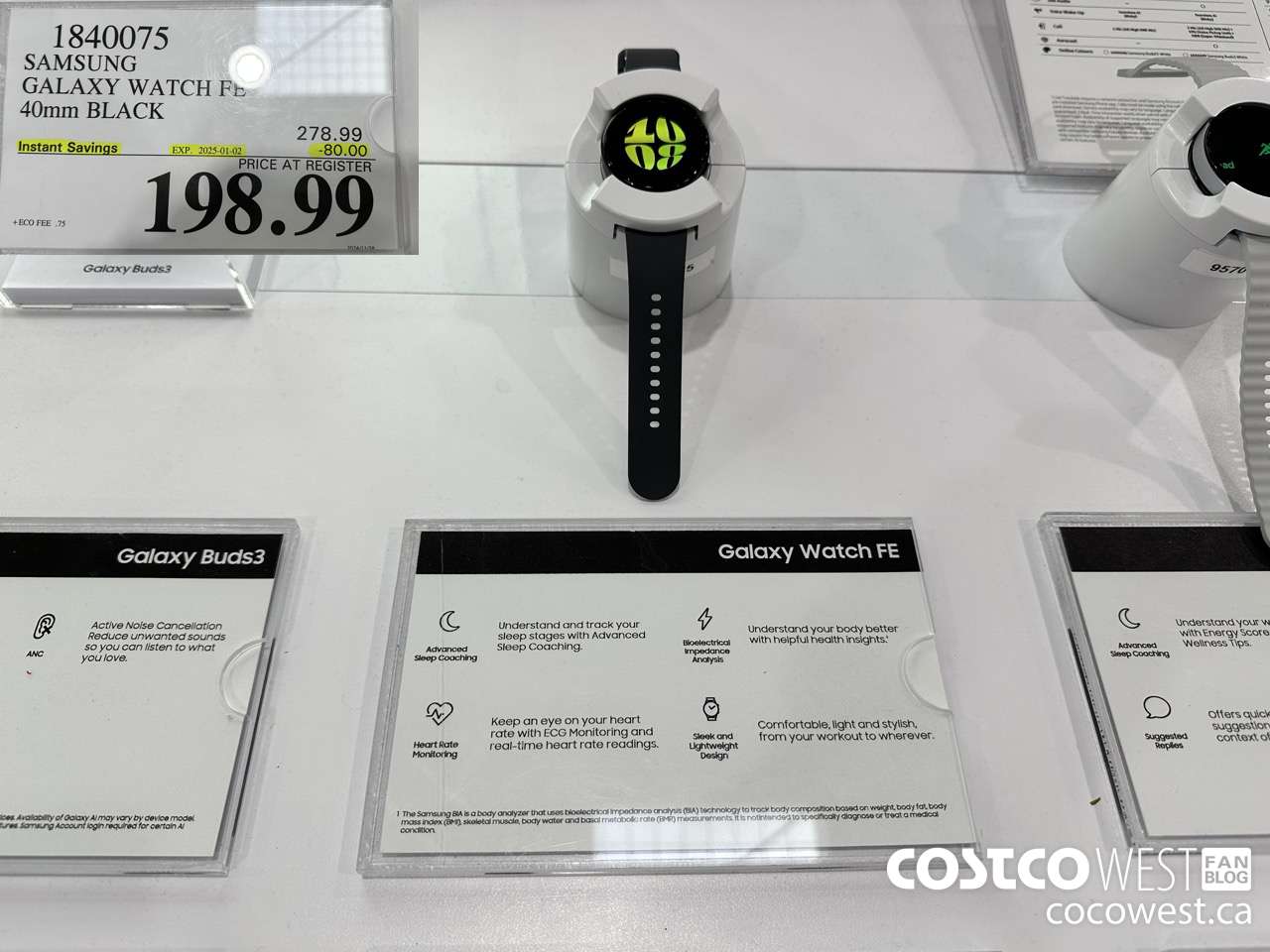 1840075 SAMSUNG GALAXY WATCH FE 40MM BLACK ($80.00 INSTANT SAVINGS EXPIRES ON 2025-01-02) $198.99