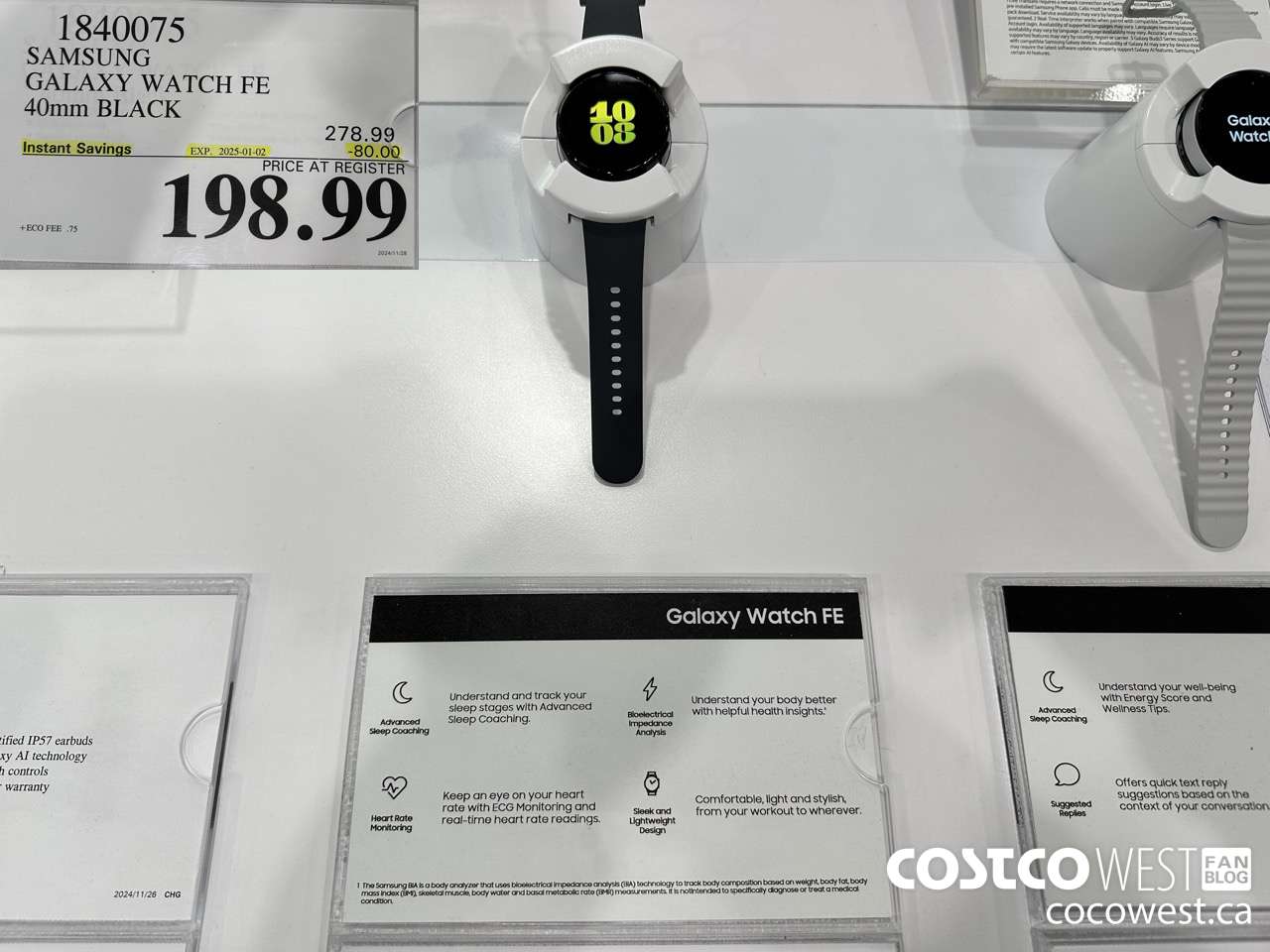 1840075 SAMSUNG GALAXY WATCH FE 40MM BLACK ($80.00 INSTANT SAVINGS EXPIRES ON 2025-01-02) $198.99