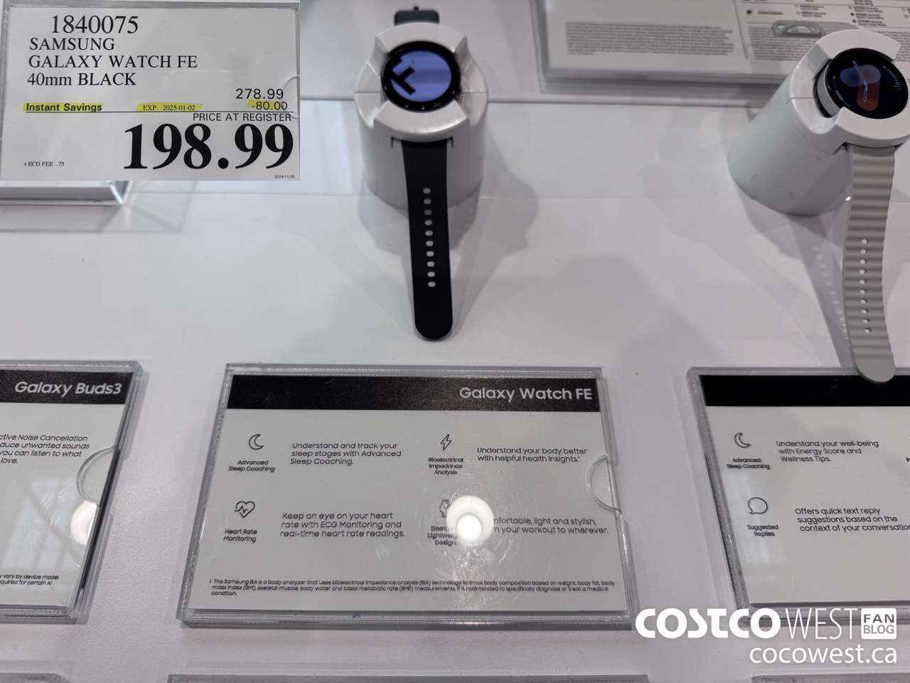 1840075 SAMSUNG GALAXY WATCH FE 40MM BLACK ($80.00 INSTANT SAVINGS EXPIRES ON 2025-01-02) $198.99