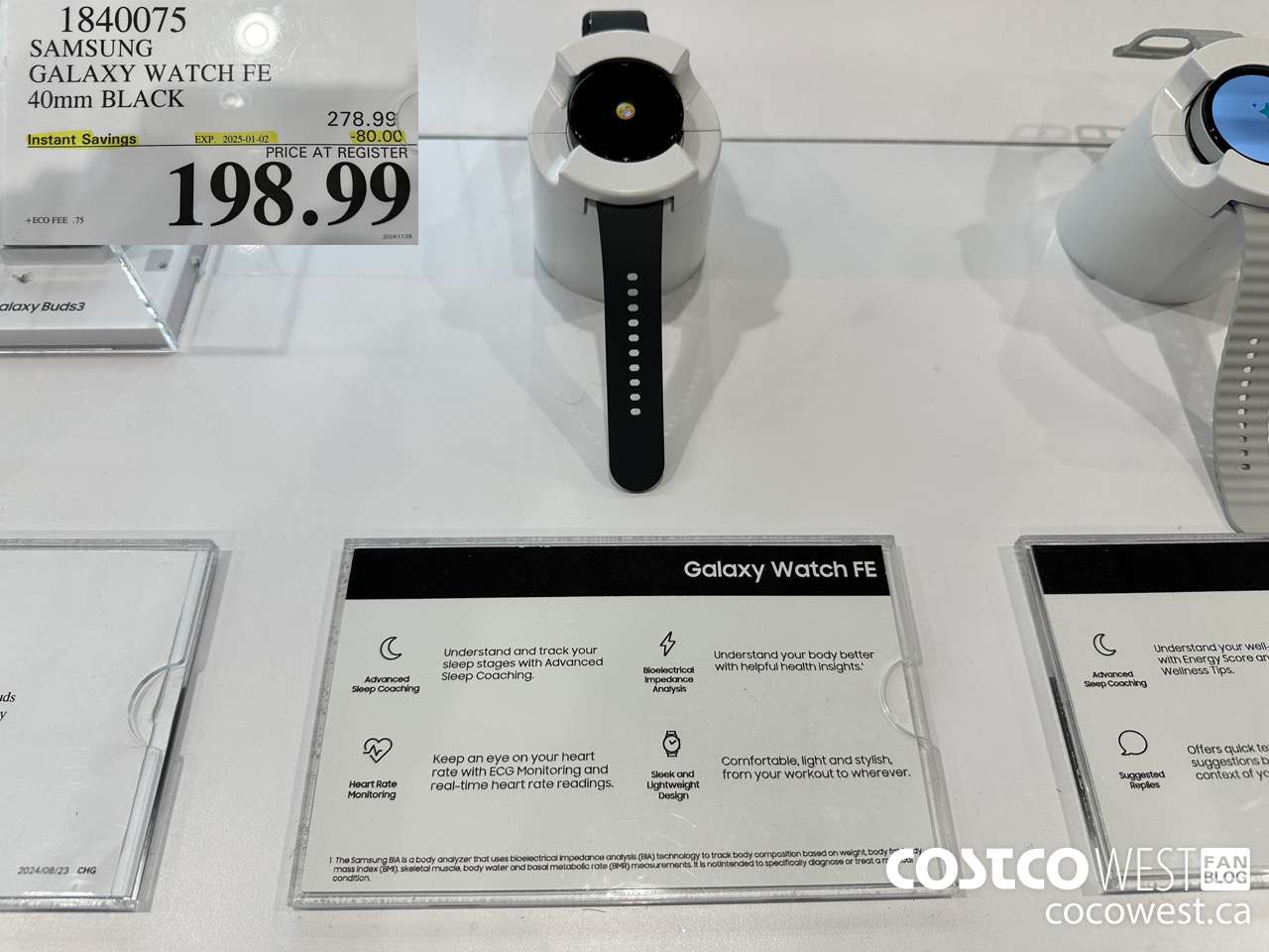 1840075 SAMSUNG GALAXY WATCH FE 40MM BLACK ($80.00 INSTANT SAVINGS EXPIRES ON 2025-01-02) $198.99
