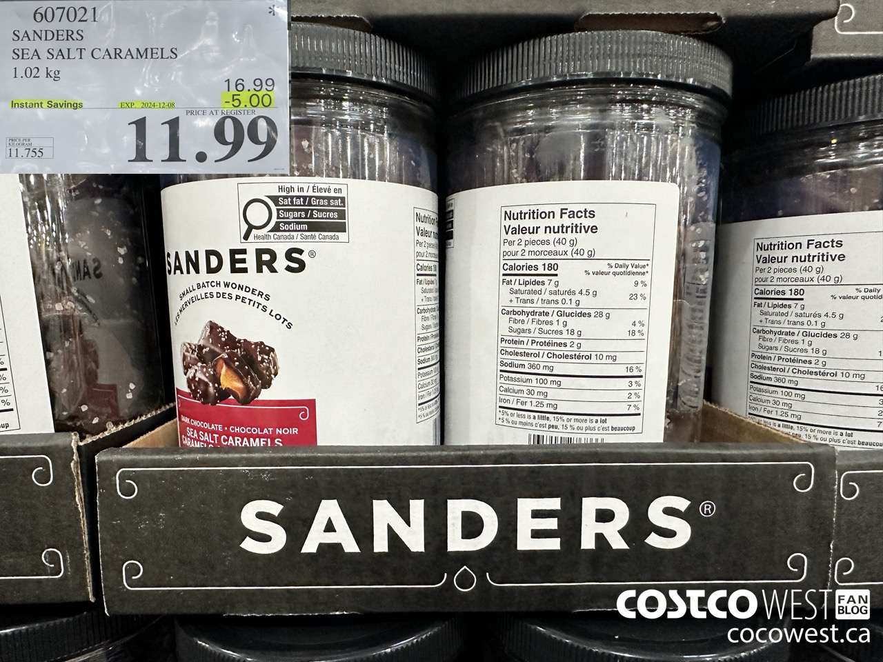 607021 SANDERS SEA SALT CARAMELS 36 OZ ($5.00 INSTANT SAVINGS EXPIRES ON 2024-12-08) $11.99