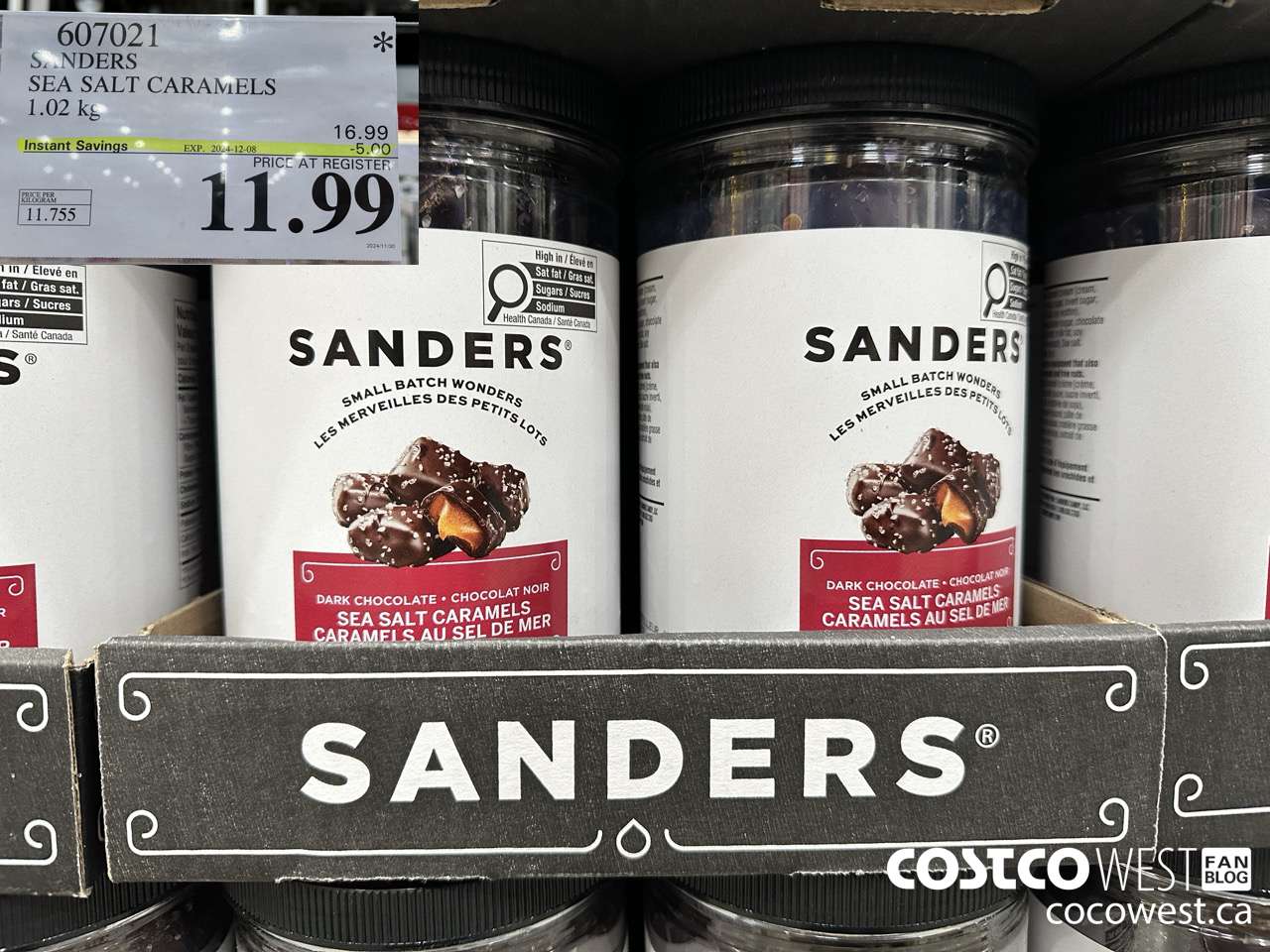 607021 SANDERS SEA SALT CARAMELS 36 OZ ($5.00 INSTANT SAVINGS EXPIRES ON 2024-12-08) $11.99